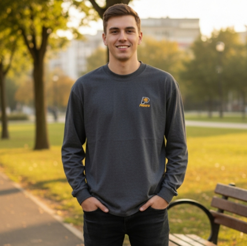 Lee sport vintage Indiana Pacers basketball Long Sleeve Gray Shirt, XL